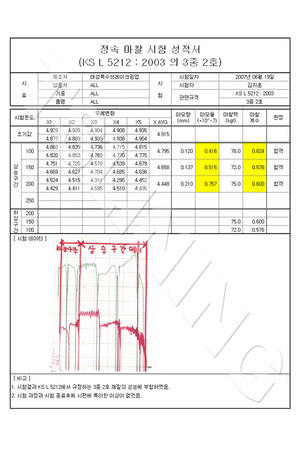 정속마찰 시험성적서